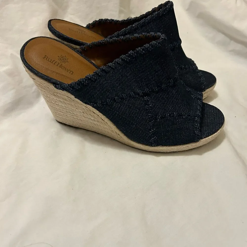 NWOT Ruff Hewn Denim Wedge Style Heel Clog Slip On Summer 9.5 never worn